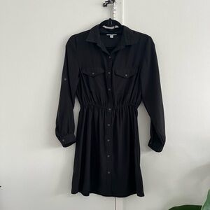 Black Button-Up Shirt Dress